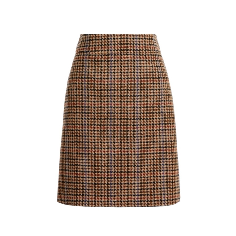 NWT J. Crew Wool Houndstooth Pencil Skirt size women’s 10 - brown tan